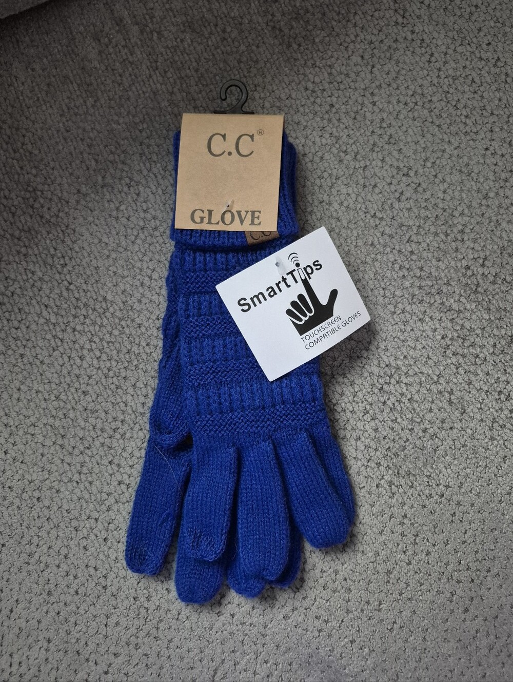 C.C Royal Blue Touchscreen Knit Gloves